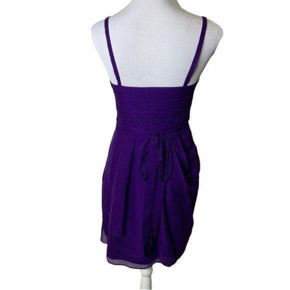 J. CREW Purple Silk Draped Sweetheart Neck Dress - Picture 8 of 11